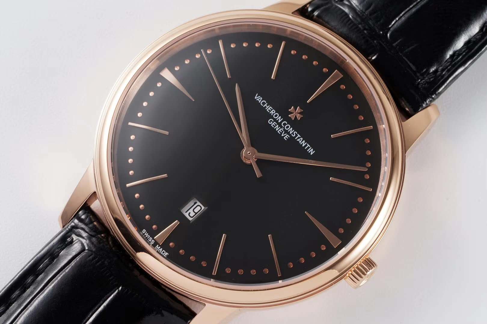Patrimony Black Dial in Pink Gold Ref: 85180