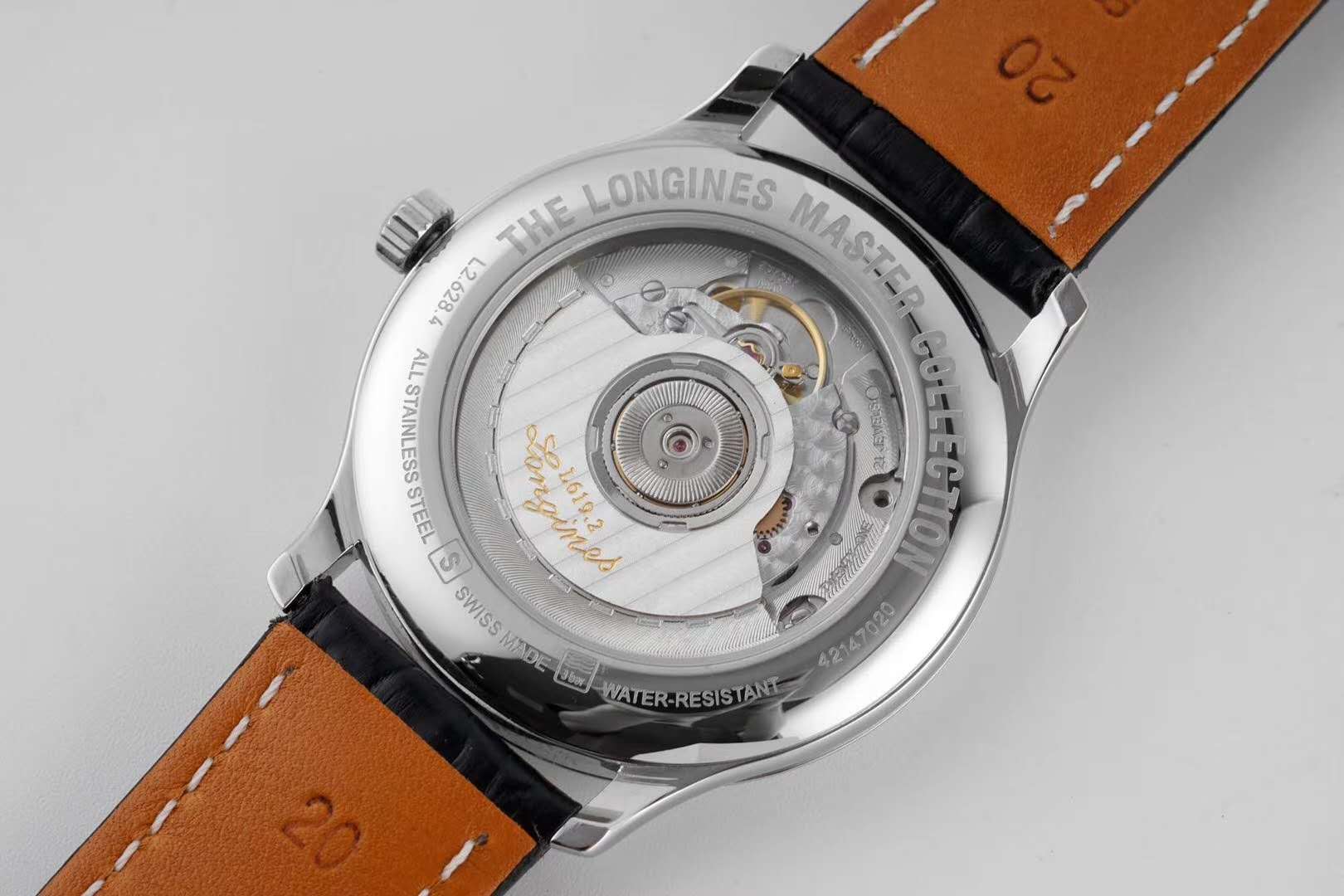 Master Collection White Dial on Black Leather Strap