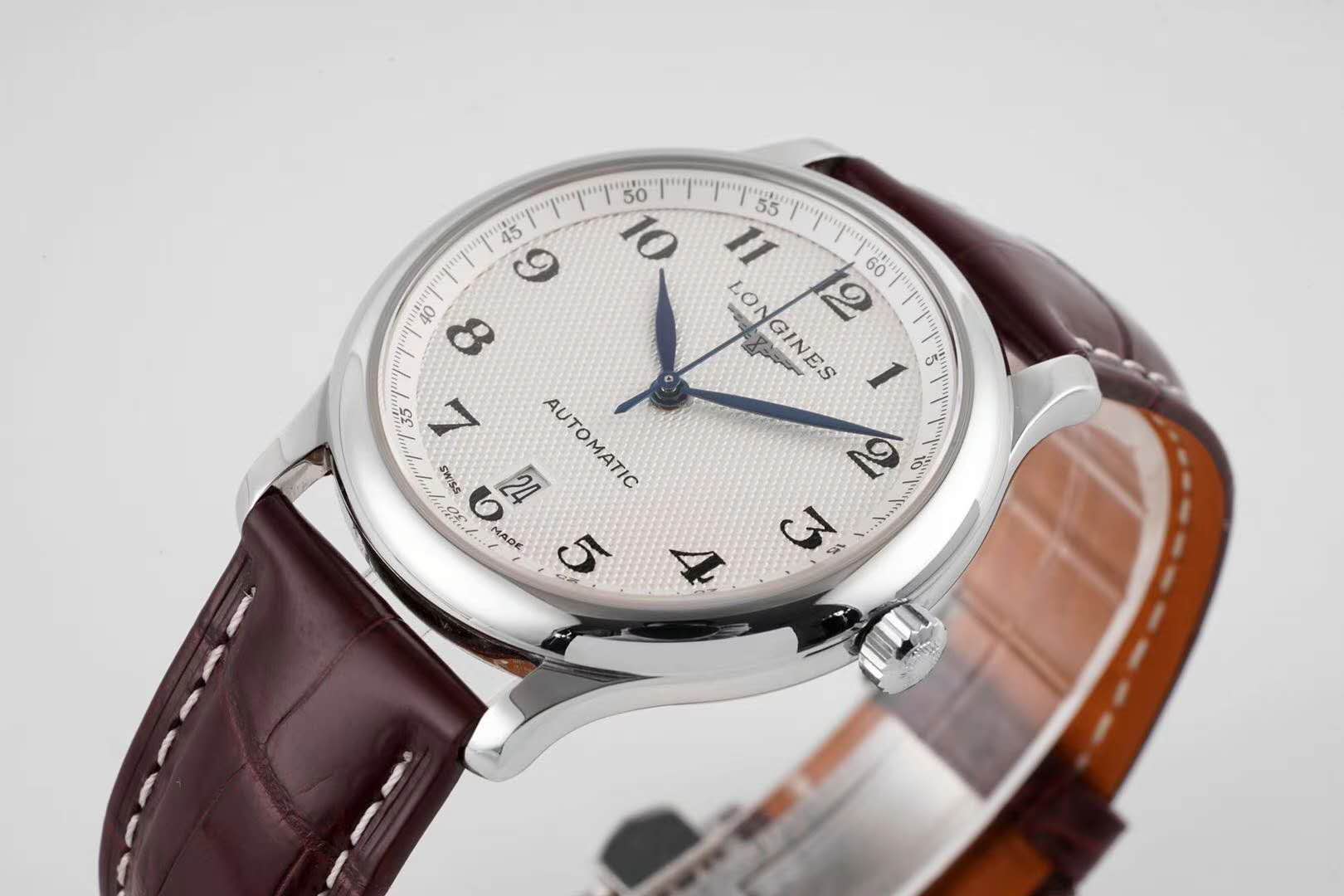Master Collection White Dial on Brown Leather Strap