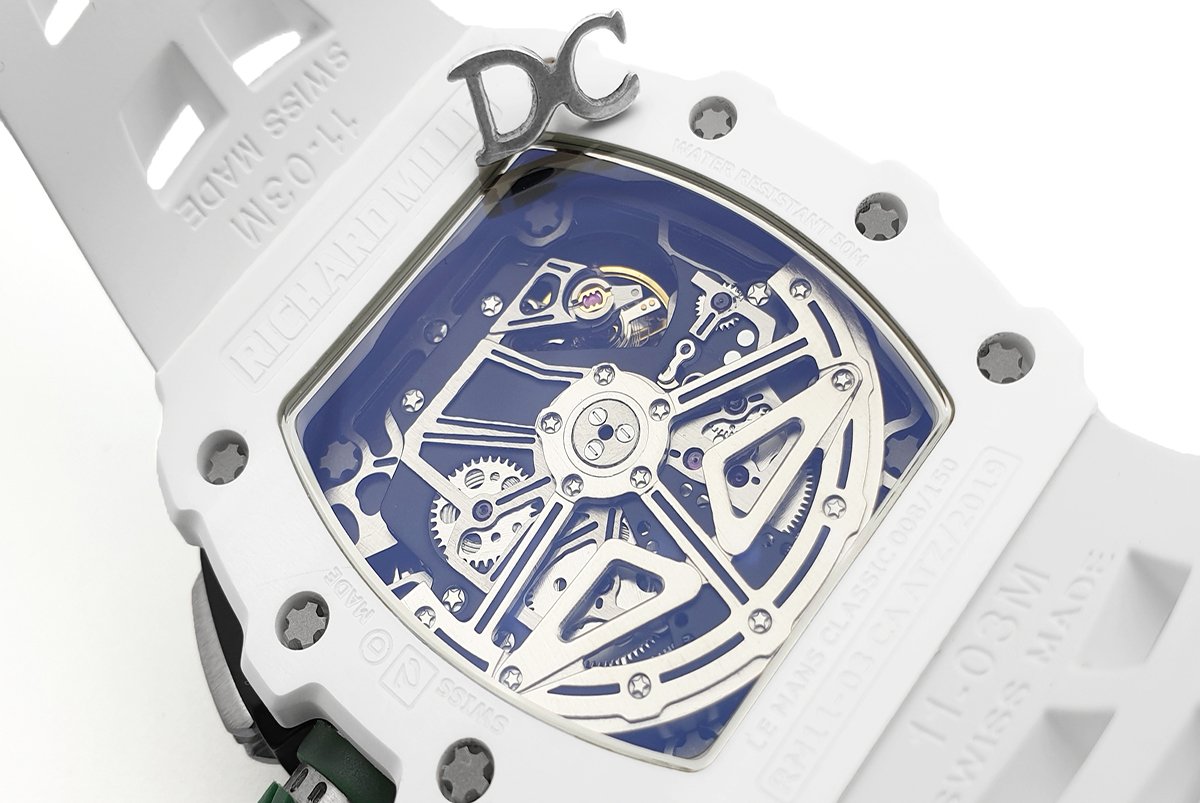 RM 011 Saint Tropez Polo Club White ATZ Ceramic and Titanium on White Rubber Strap