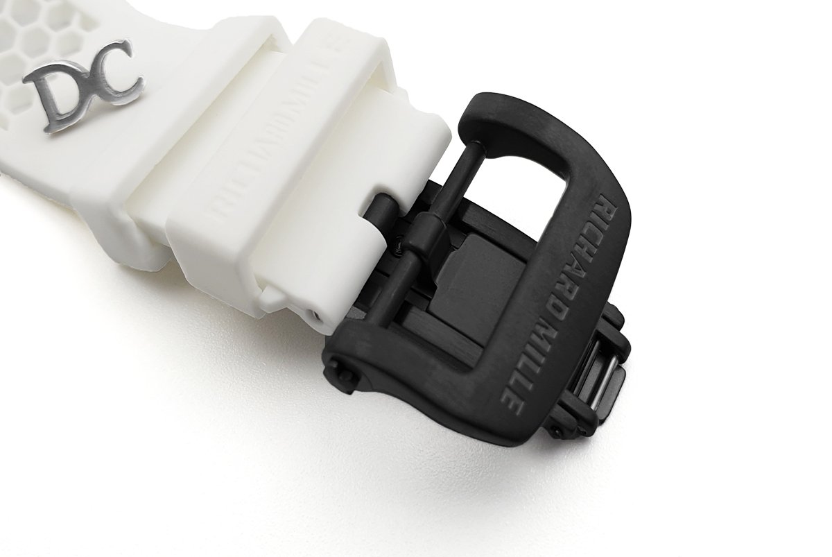 RM 035-02 Black Toro Americas in NTPT Carbon on White Rubber Strap