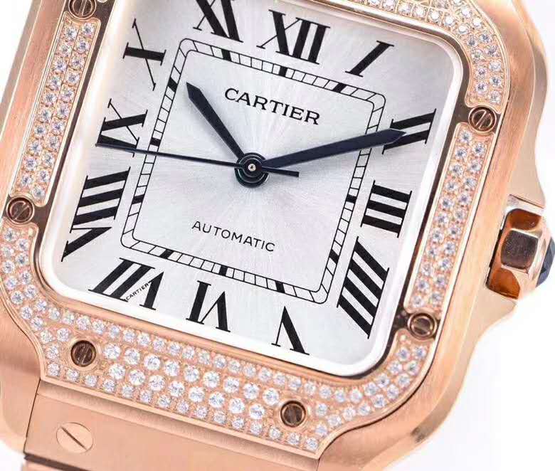 Santos de Ca*t1er White Dial with D1am0nd Bezel in Rose Gold