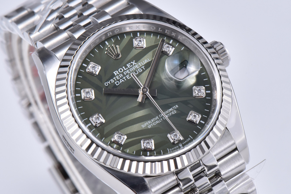 Datejust 36 126334 Olive Green Dial with D1am0nd Marker on Jubilee Bracelet
