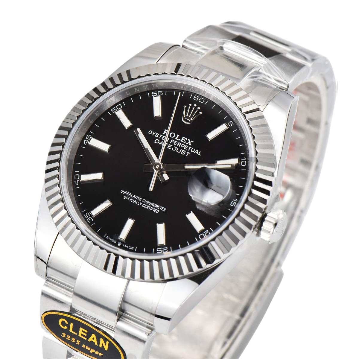 Datejust 41 126334 Bright Black Dial Stick Markers on Oyster Bracelet