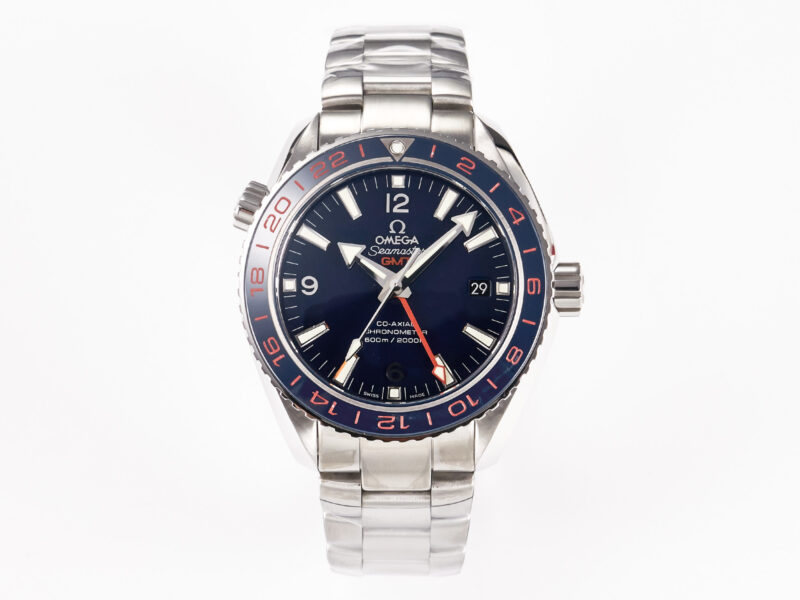 Planet Ocean 600M Co-Axial GMT 43.5mm VSF 1:1 Best Edition Blue Dial Blue Ceramic Bezel on SS Bracelet A8605 S*per Clone