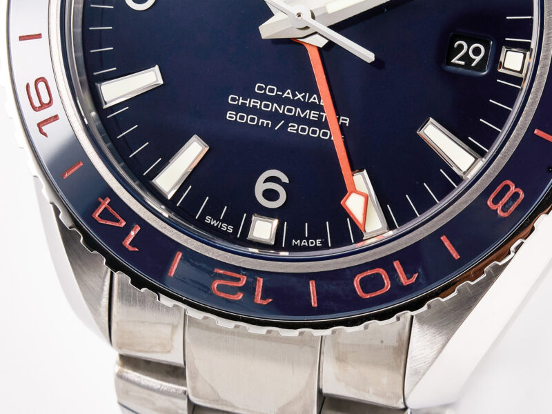 Planet Ocean 600M Co-Axial GMT 43.5mm VSF 1:1 Best Edition Blue Dial Blue Ceramic Bezel on SS Bracelet A8605 S*per Clone